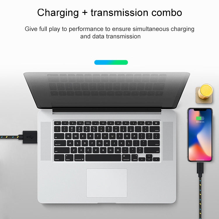 2米尼龍網狀 USB 數據傳輸充電線，適用於 iPhone、iPad