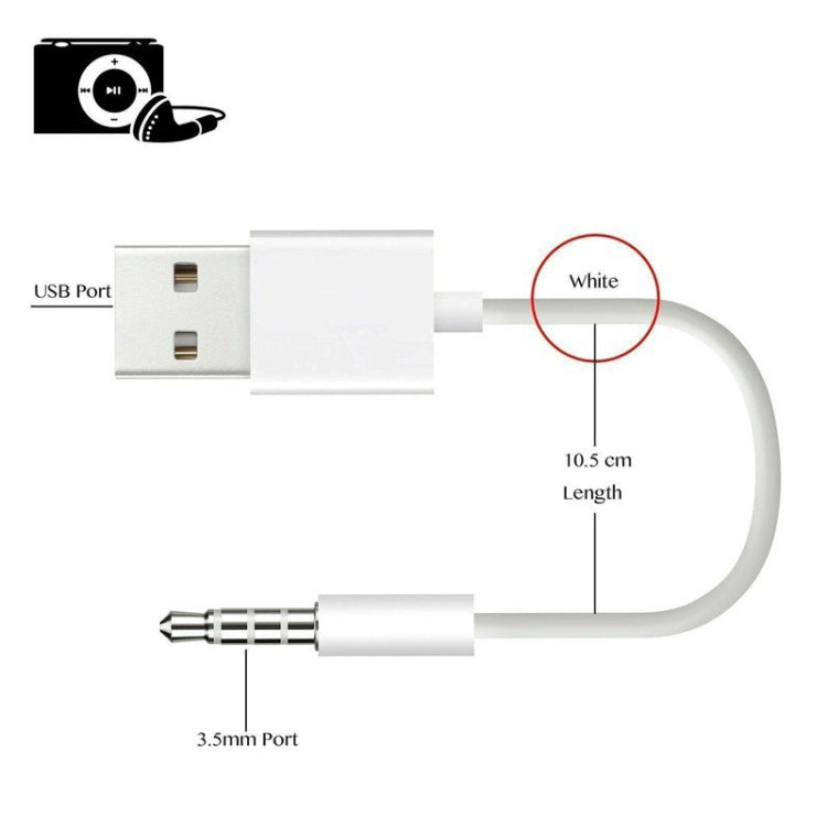 JW-SM1 USB 轉 3.5mm 插孔數據同步及充電線，適用於 iPod shuffle 第 1 / 2 / 3 / 4 / 5 / 6 代，長度：10cm