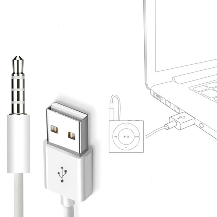 JW-SM1 USB 轉 3.5mm 插孔數據同步及充電線，適用於 iPod shuffle 第 1 / 2 / 3 / 4 / 5 / 6 代，長度：10cm