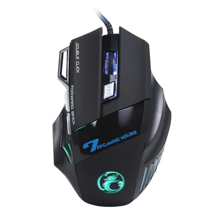 7 鍵帶滾輪 5000 DPI LED 有線光學遊戲滑鼠，適用電腦 PC 筆電，X7 7 鍵（黑色）