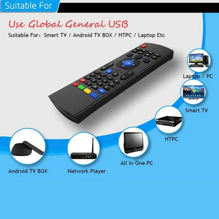 MX3 空中滑鼠無線 2.4G 遙控鍵盤，含瀏覽器快捷鍵，適用 Android TV Box / 迷你電腦，空中滑鼠
