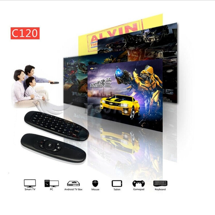 C120 T10 飛鼠 2.4GHz 可充電無線鍵盤遙控器，適用 Android TV 盒 / PC，無線鍵盤