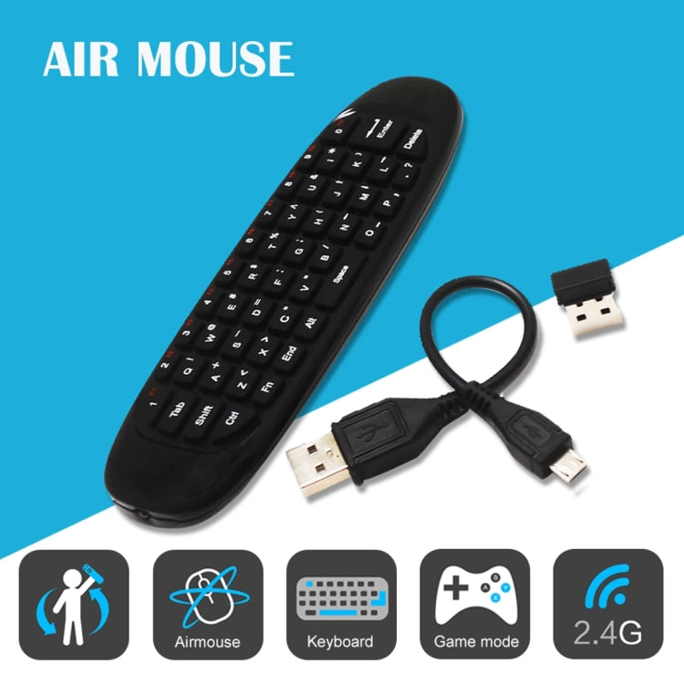 C120 T10 飛鼠 2.4GHz 可充電無線鍵盤遙控器，適用 Android TV 盒 / PC，無線鍵盤