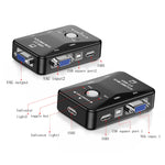 KVM-21UA 2 埠 USB KVM 切換器，帶控制按鈕，適用 PC 鍵盤滑鼠顯示器，2 埠（含 USB）
