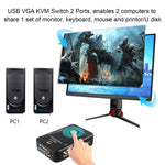 KVM-21UA 2 埠 USB KVM 切換器，帶控制按鈕，適用 PC 鍵盤滑鼠顯示器，2 埠（含 USB）