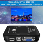 KVM-21UA 2 埠 USB KVM 切換器，帶控制按鈕，適用 PC 鍵盤滑鼠顯示器，2 埠（含 USB）