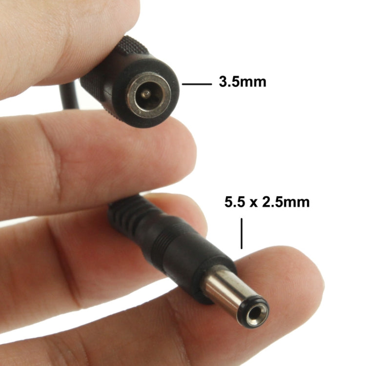 5.5 x 2.5mm 公頭轉 3.5mm 母頭直流插頭轉接器，長度：12cm