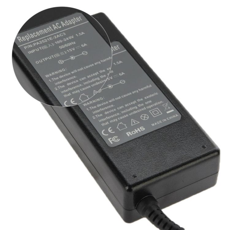 Toshiba 筆記型電腦用 90W 15V 6A 交流電源變壓器，輸出插頭：6.3mm x 3.0mm