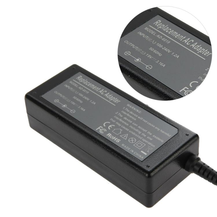 三星筆記型電腦用 AD-6019 60W 19V 3.16A 交流電源變壓器，輸出插頭：5.5mm x 3.0mm