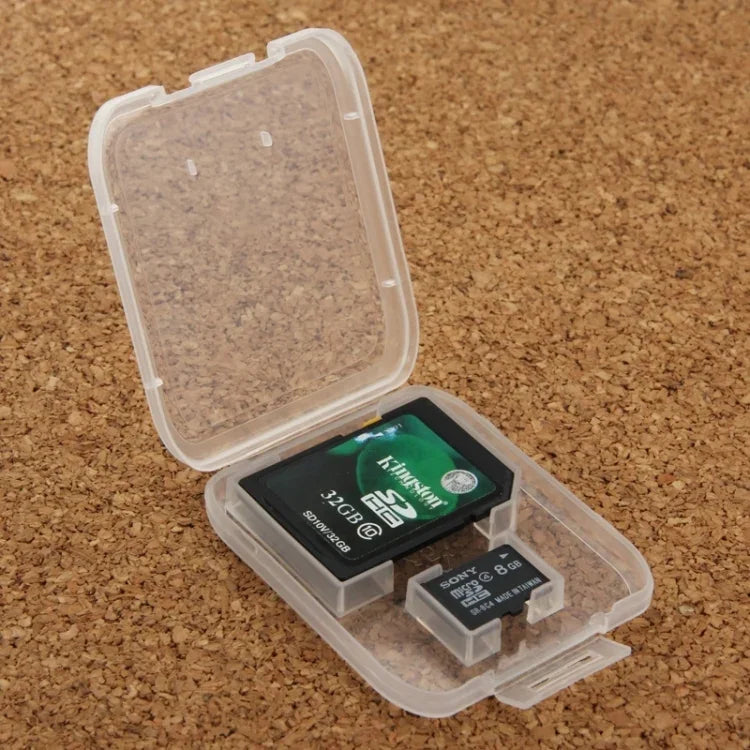 100 個透明塑膠儲存卡盒，適用於 SD 卡 + Micro SD 卡（TF 卡），SD+TF 卡