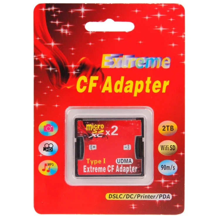 2插槽Micro SD轉CF Compact Flash記憶卡轉接器，2插槽