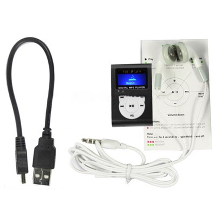 TF / Micro SD卡槽MP3播放器，帶LCD螢幕，金屬夾，帶LCD螢幕