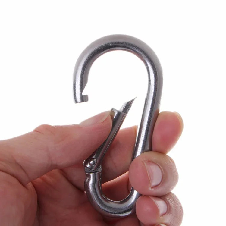 M5 不鏽鋼登山扣 彈簧鉤 多功能登山扣鎖 露營鉤繩，內徑：4.9mm，M5