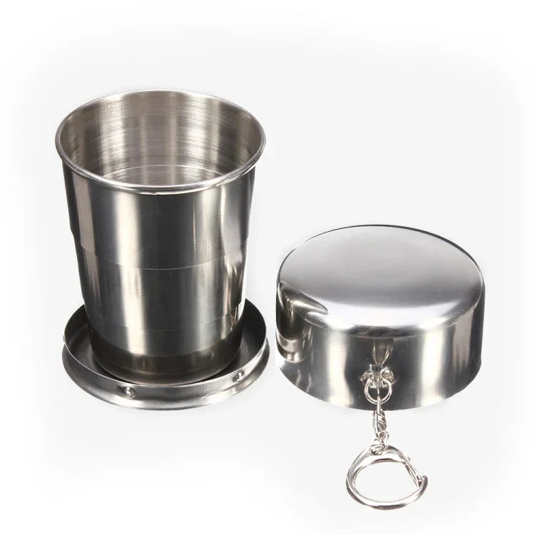 不鏽鋼伸縮戶外杯，尺寸：85 x 72 x 72 mm（大），尺寸：85 x 72 x 72 mm