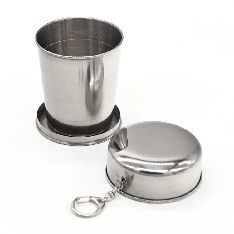 不鏽鋼伸縮戶外杯，尺寸：85 x 72 x 72 mm（大），尺寸：85 x 72 x 72 mm