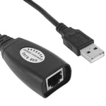 USB 2.0 CAT5 / CAT5E / CAT6 RJ45 轉 4 USB 以太網延長線 LAN 擴展線中繼轉接器，4 埠 USB