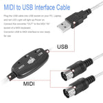 USB 轉 MIDI 介面電子鋼琴轉接線，長度：1.8m