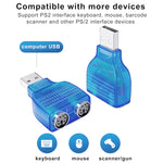 USB 公頭轉 PS/2 母頭轉接器，適用滑鼠／鍵盤，USB 公頭轉 2 個 PS/2 母頭
