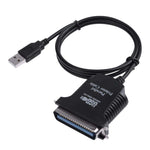 USB 轉平行 1284 36 針印表機轉接線，線長：1m，USB 2.0 轉 IEEE1284（黑色）