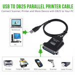 USB 轉平行 1284 36 針印表機轉接線，線長：1m，USB 2.0 轉 IEEE1284（黑色）