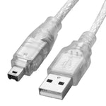 USB 2.0公頭轉Firewire IEEE 1394 4針公頭iLink線，長度：1.2米，USB AM轉4針(1.5米)