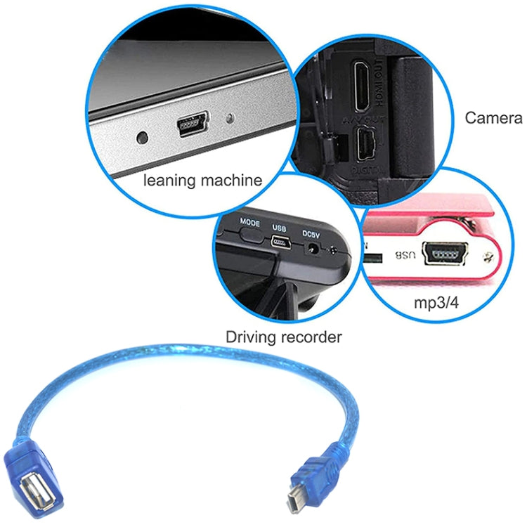 迷你5針USB轉USB 2.0 AF OTG轉接線，長度：22厘米（藍色），22厘米