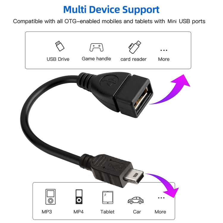 迷你5針USB轉USB 2.0 AF OTG轉接線，迷你USB，12厘米（黑色）