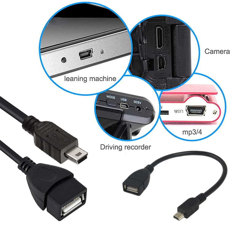 迷你5針USB轉USB 2.0 AF OTG轉接線，迷你USB，12厘米（黑色）