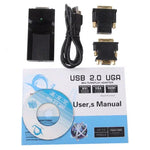 USB 2.0 轉 DVI / VGA / HDMI 顯示轉接器，支援全高清 1080P，最多可擴展至 6 個顯示單元，USB 2.0 解析度：1920*1080