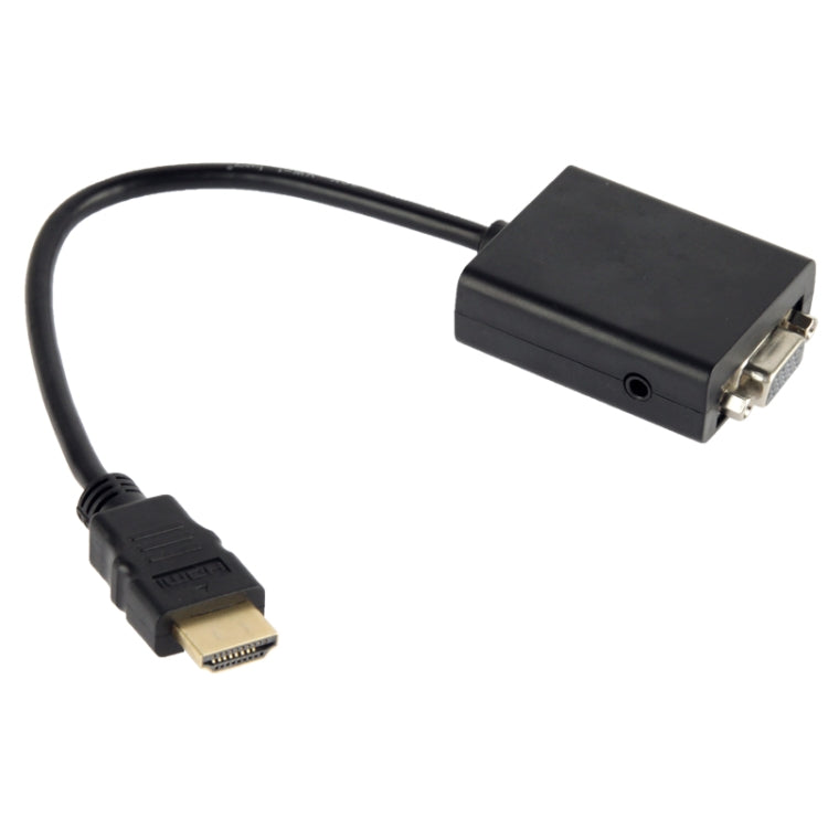 26厘米HDMI轉VGA+音頻輸出視頻轉換線，附3.5毫米音頻線，支援全高清1080P，長度：26厘米