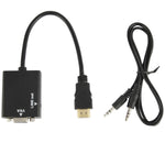 26厘米HDMI轉VGA+音頻輸出視頻轉換線，附3.5毫米音頻線，支援全高清1080P，長度：26厘米
