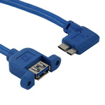 90 度左轉 USB 3.0 Micro-B 公轉 USB 3.0 母 OTG 線，適用平板/便攜硬碟，長度：30cm，Micro BM 轉 AF，長度：30cm
