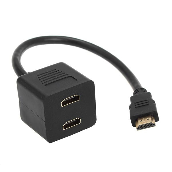 30cm HDMI 分配器 Y 型接頭帶 2 個耦合器（鍍金），1進2出（鍍金）