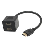 30cm HDMI 分配器 Y 型接頭帶 2 個耦合器（鍍金），1進2出（鍍金）