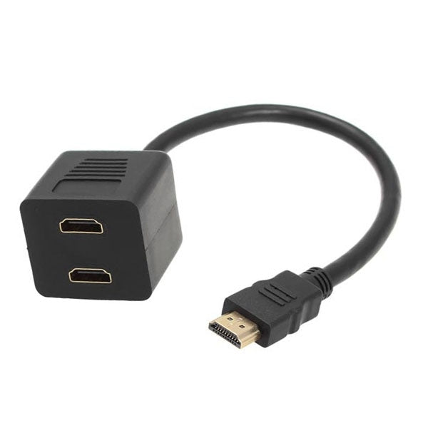 30cm HDMI 分配器 Y 型接頭帶 2 個耦合器（鍍金），1進2出（鍍金）