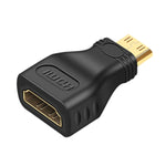 鍍金迷你 HDMI 公頭轉 HDMI 19針母頭轉接器，迷你 HDMI 公頭轉 HDMI 母頭