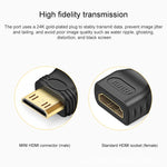 鍍金迷你 HDMI 公頭轉 HDMI 19針母頭轉接器，迷你 HDMI 公頭轉 HDMI 母頭