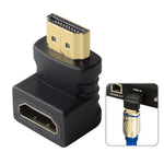 HDMI 19針公頭轉 HDMI 19針母頭 90度角轉接器（鍍金），HDMI 公頭轉母頭