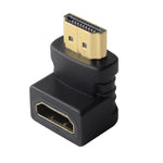 HDMI 19針公頭轉 HDMI 19針母頭 90度角轉接器（鍍金），HDMI 公頭轉母頭