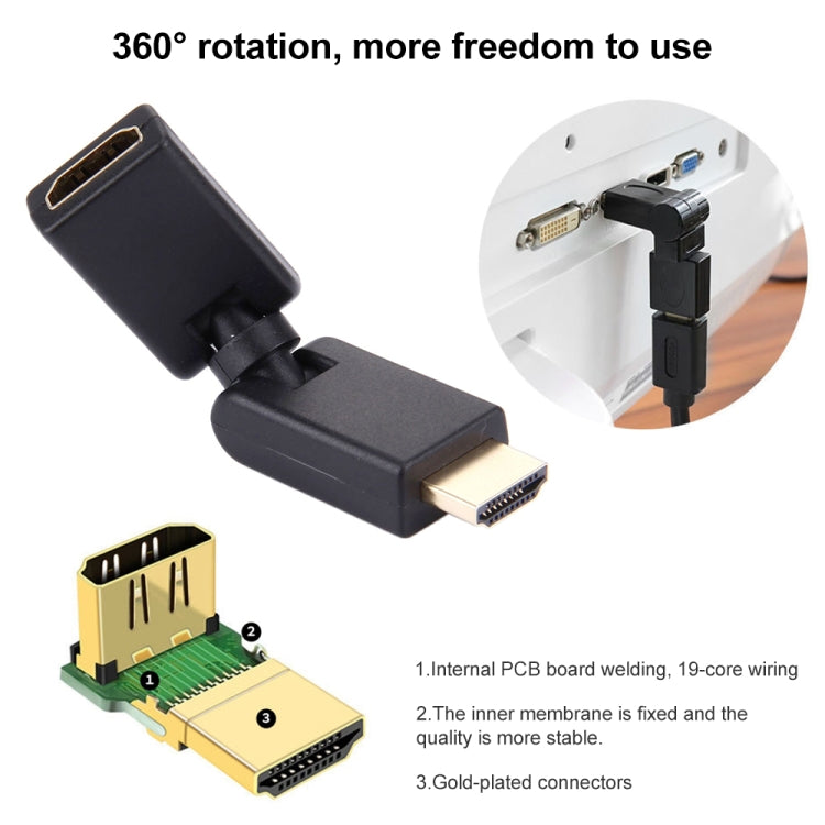 HDMI 19針公對母360度旋轉轉接頭（鍍金）