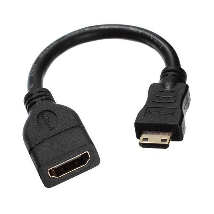 16公分鍍金迷你HDMI公對HDMI 19針母線，迷你HDMI公，長度：16公分