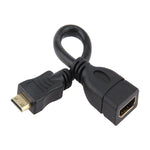 16公分鍍金迷你HDMI公對HDMI 19針母線，迷你HDMI公，長度：16公分