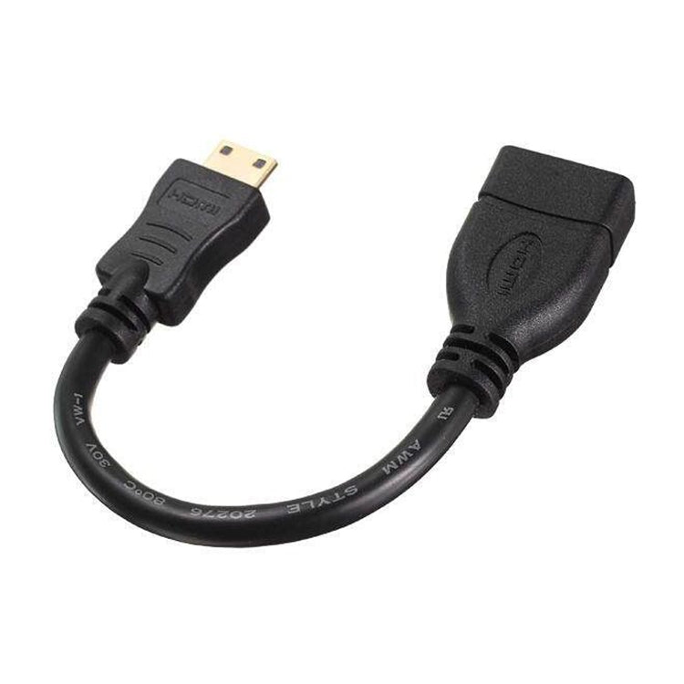 16公分鍍金迷你HDMI公對HDMI 19針母線，迷你HDMI公，長度：16公分