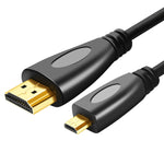 1.8米鍍金3D 1080P微型HDMI公對HDMI公線，適用手機、相機、GoPro，鍍金微型HDMI，長度：1.8米