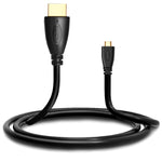 1.8米鍍金3D 1080P微型HDMI公對HDMI公線，適用手機、相機、GoPro，鍍金微型HDMI，長度：1.8米