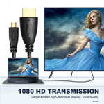 1.5米鍍金3D 1080P微型HDMI公對HDMI公線，適用手機、相機、GoPro，鍍金微型HDMI，長度：1.5米