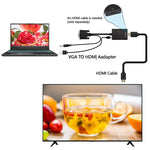 VGA + 音訊轉全高清1080P HDMI視頻轉換盒，HDMI母對VGA公 + 音訊，黑色