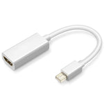 全高清1080P迷你DisplayPort公對HDMI母端線轉接器，長度：20公分，迷你DP轉HDMI白色