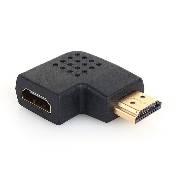 鍍金HDMI 19針公對HDMI 19針母90度角轉接頭，HDMI母對公