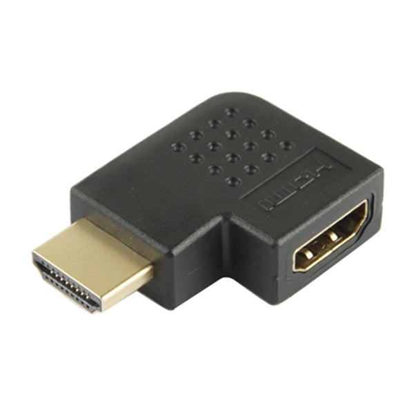 鍍金HDMI 19針公對HDMI 19針母90度角轉接頭，HDMI母對公